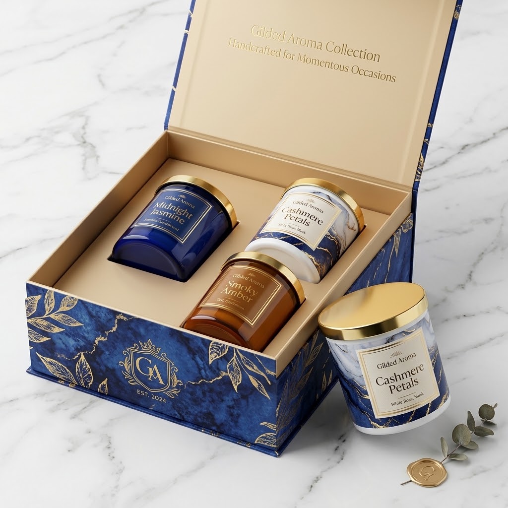 Blue luxury candle gift box set